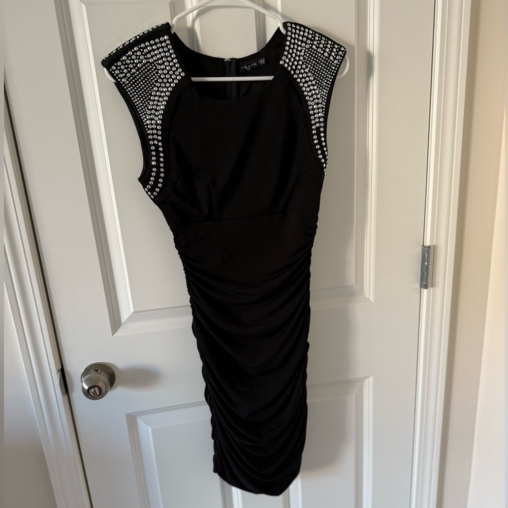 Ruby Rox Black Mini Dress with Metallic Details
